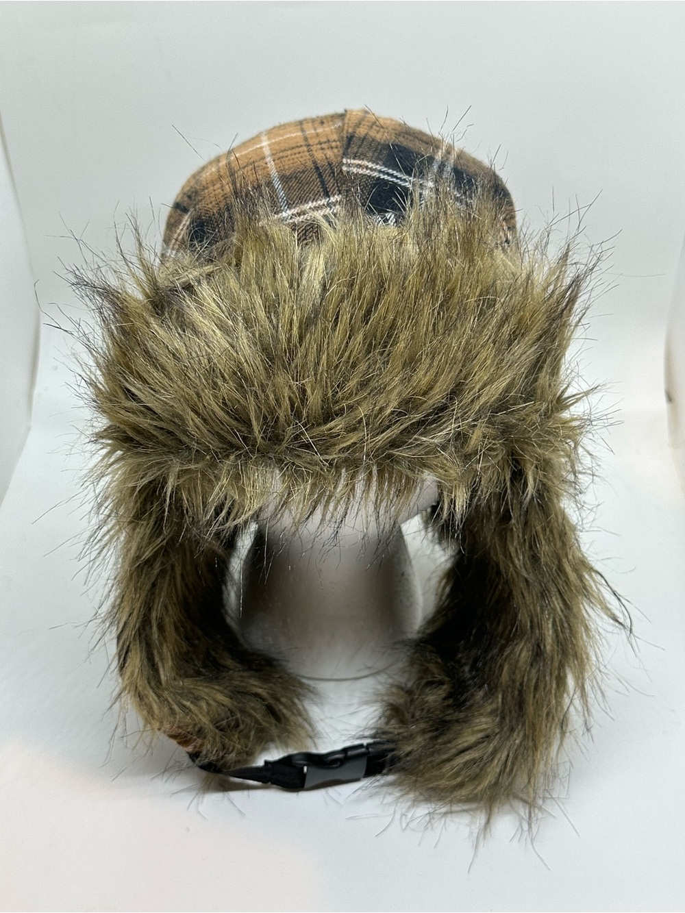Signatures Plaid Faux Fur Trapper Aviator Hat